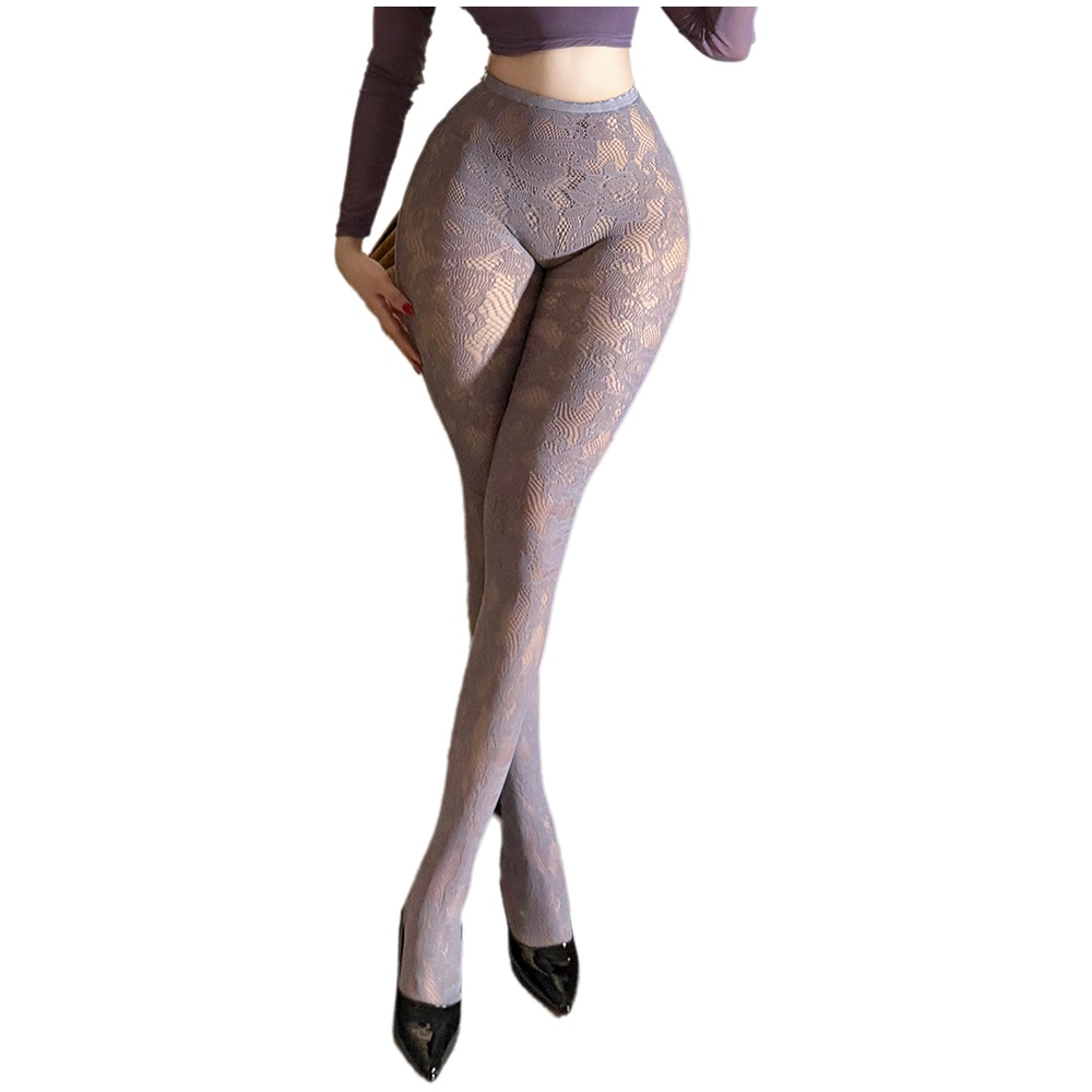 Fishnet Stocking Women - جوارب نسائية شبكية مزينة بالدانتيل والزهور،