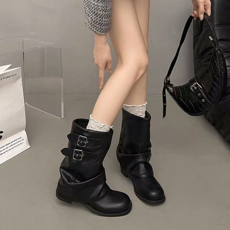 أحذية نسائية سوداء متوسطة الطو - مراجعة Boot Sock Slouchy وسعره